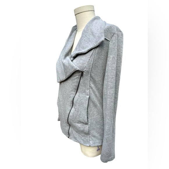 Market & Spruce Antonia Asymmetrical Side Zip Moto Knit Cardigan in Gray, Small - Picture 3 of 12